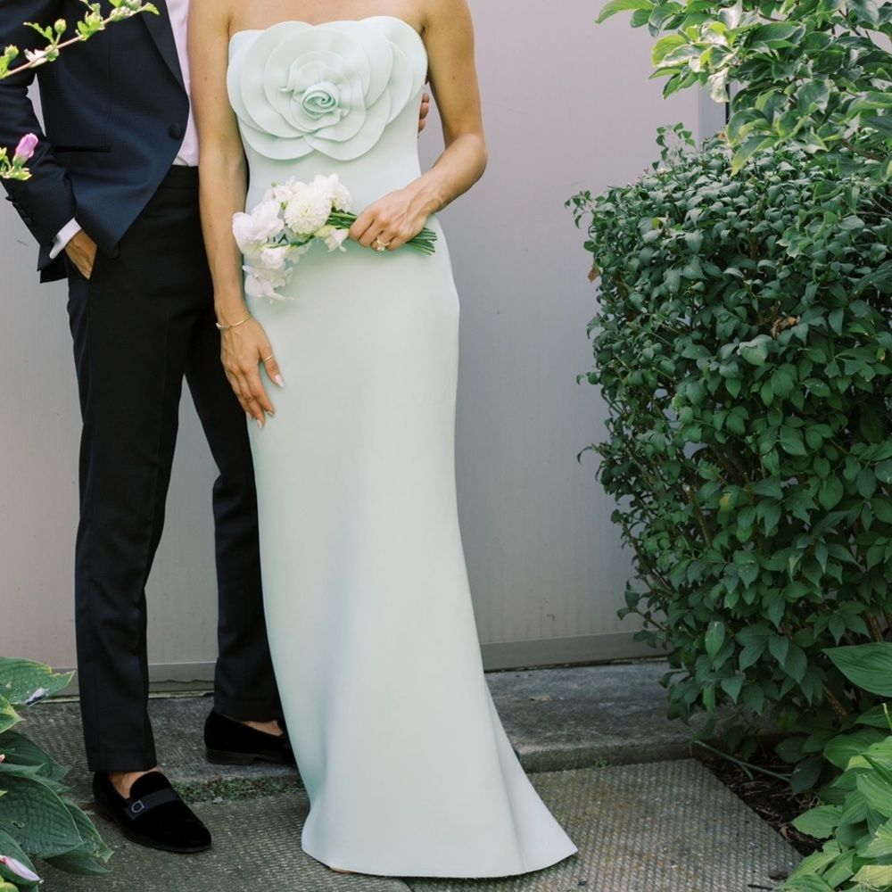 Badgley Mischka Strapless 3D Flower Mermaid Gown, Size 0